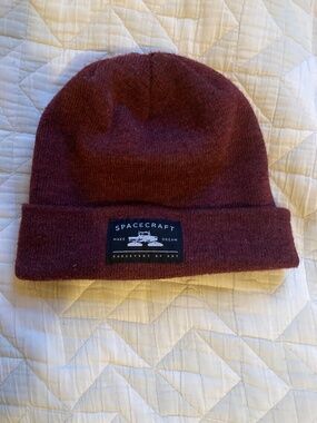 Maroon spacecraft beanie